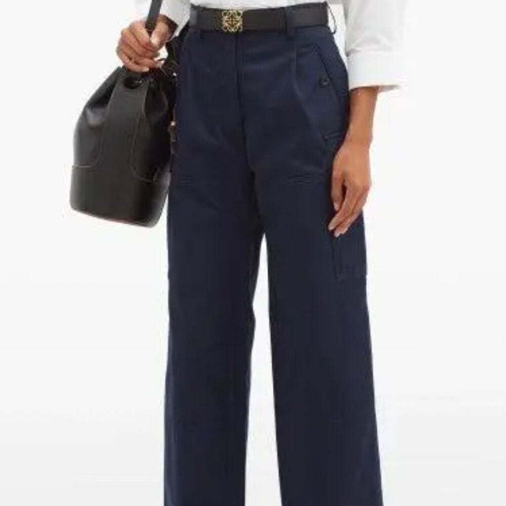 Loewe high-rise cotton-twill cargo trousers
